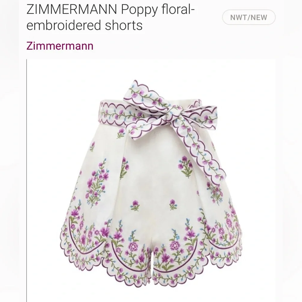 ZIMMERMANN 
Poppy floral-embroidered shorts and Top - Picture 2 of 4